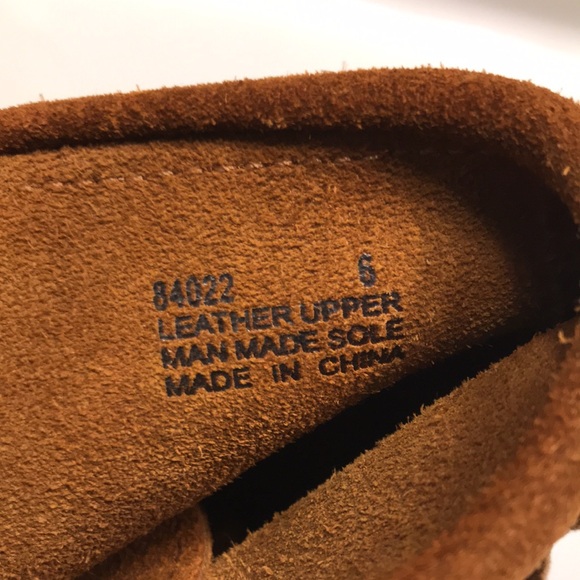 Minnetonka Women’s Leather Suede Moccasin Fringe Tassel Lace-Up Wedge Booties - Picture 9 of 9